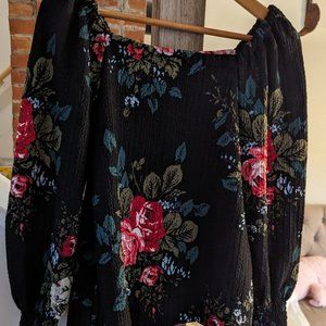 LOFT Blouse Floral Off The Shoulder Top Size M